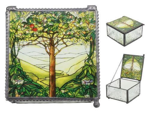 Ebros Louis Comfort Tiffany Northrop Tree Of Life Stained Glass Art Jewelry Box