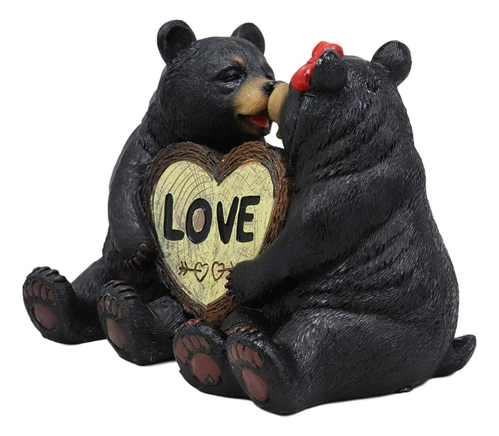 Ebros Love Is In The Air Black Bear Couple Kissing And Holding Hands 2 Piece 5"H