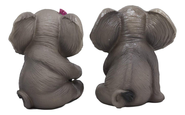 Ebros Love Is In The Air Lucky Elephant Couple Figurines 2 Parts Set 7.25"L