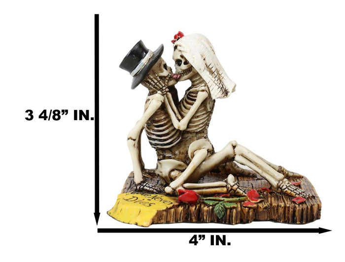 Ebros Love Never Dies Castaway Wedding Skeleton Couple Kissing Statue 3.75"H
