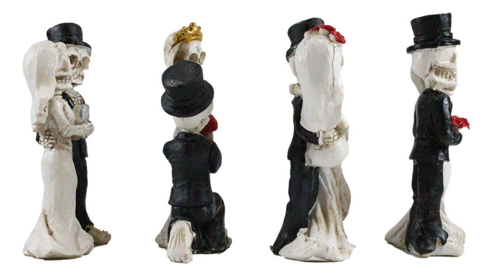 Ebros Love Never Dies Eternal Wedding Skeleton Couples In Tuxedo & Gown Mini Figurines