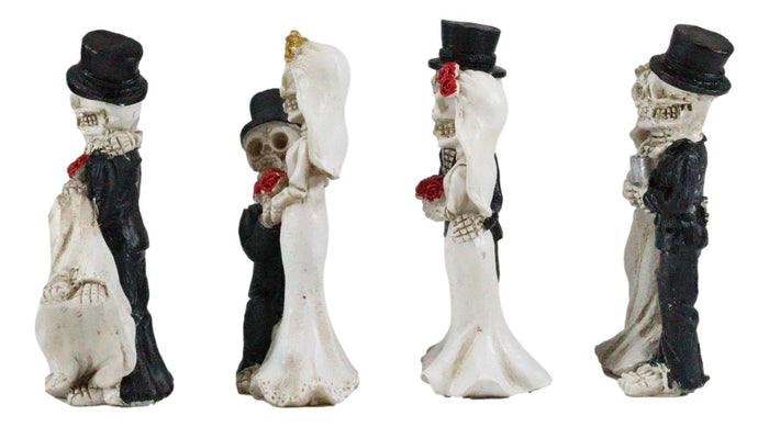 Ebros Love Never Dies Eternal Wedding Skeleton Couples In Tuxedo & Gown Mini Figurines