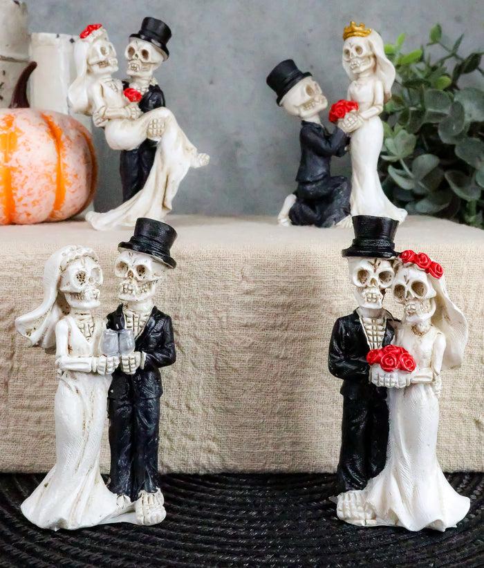 Ebros Love Never Dies Eternal Wedding Skeleton Couples in Tuxedo & Gown Mini Figurines