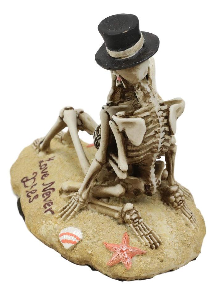 Ebros Love Never Dies Shipwrecked Castaway Wedding Skeleton Hot Couple Making Out By The Beach Statue 5.25" Long Day Of The Dead Decorative Valentine Skeleton Lovers Kissing Figurine