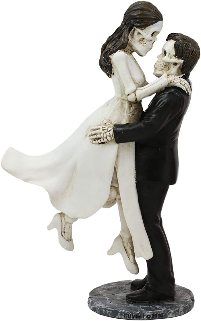 Ebros Love Never Dies Skeleton Wedding Groom Holding Bride Figurine Cake Topper