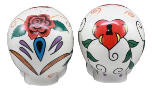 Ebros Love Never Dies Sugar Skulls Day Of The Dead Ceramic Salt And Pepper Shakers Set