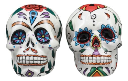 Ebros Love Never Dies Sugar Skulls Day Of The Dead Ceramic Salt And Pepper Shakers Set
