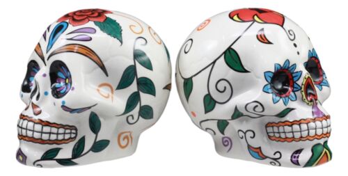 Ebros Love Never Dies Sugar Skulls Day Of The Dead Ceramic Salt And Pepper Shakers Set