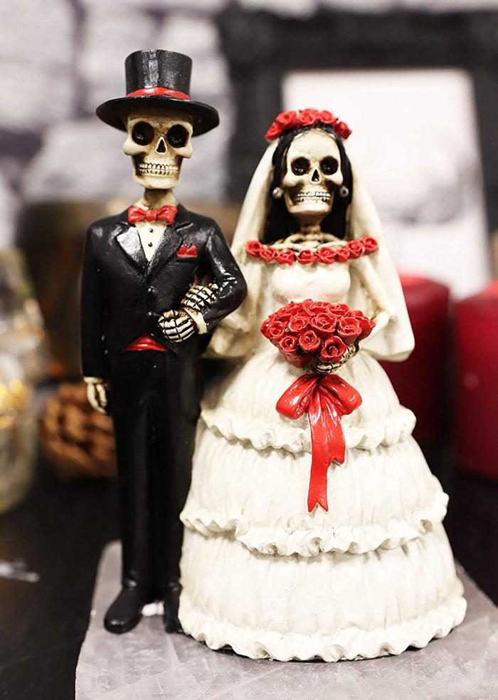 Ebros Love Never Dies Wedding Bride And Groom Skeleton Couple Figurine 5.5"Tall