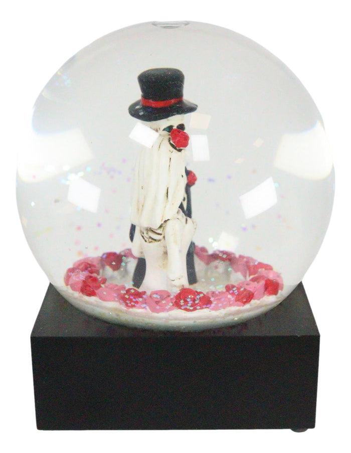 Ebros Love Never Dies Wedding Day Bride And Groom Skeleton Glitter Water Globe