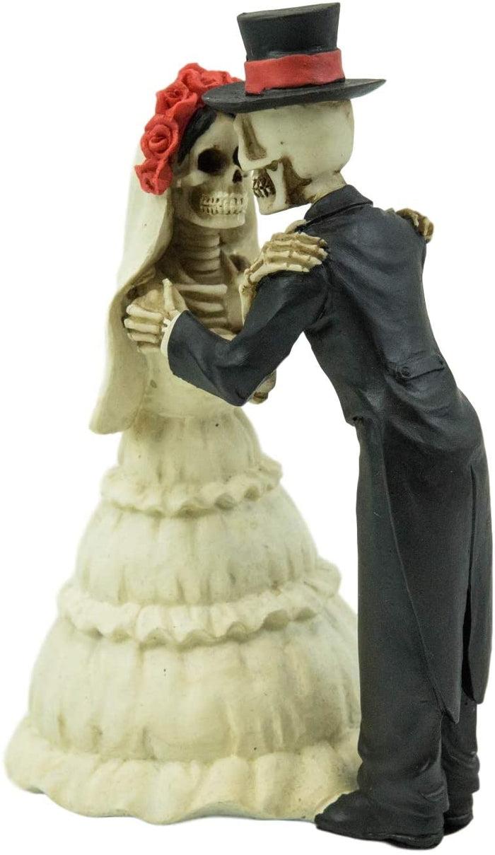 Ebros Love Never Dies Wedding Kiss Bride And Groom Skeleton Figurine 5.75"H