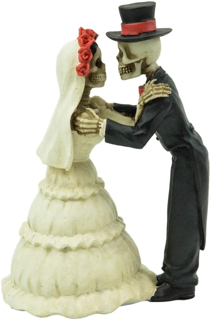 Ebros Love Never Dies Wedding Kiss Bride And Groom Skeleton Figurine 5.75"H