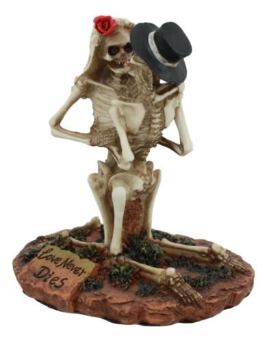 Ebros Love Never Dies Wedding Skeleton Hot Couple Making Out Statue 4.5" Tall Day Of The Dead Decorative Valentine Skeleton Lovers Kissing Figurine