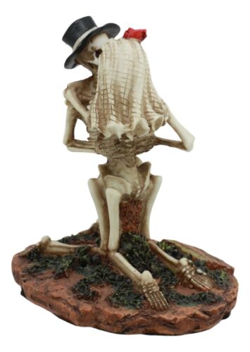 Ebros Love Never Dies Wedding Skeleton Hot Couple Making Out Statue 4.5" Tall Day Of The Dead Decorative Valentine Skeleton Lovers Kissing Figurine