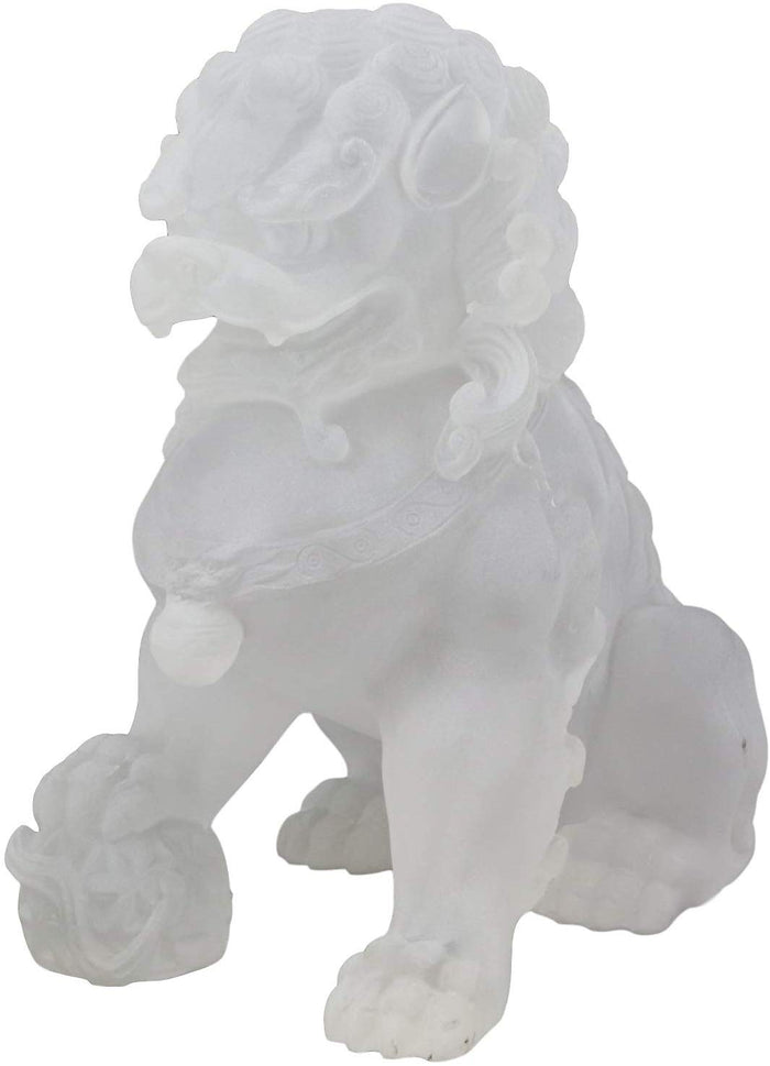 Ebros Lucite Acrylic Translucent Left And Right Pair Of Foo Dog Lion Statues Set