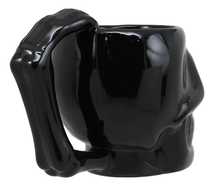 Ebros Macabre Decor Death Black Bone Skull Drinking Coffee Mug 12oz Ceramic Drink Cup