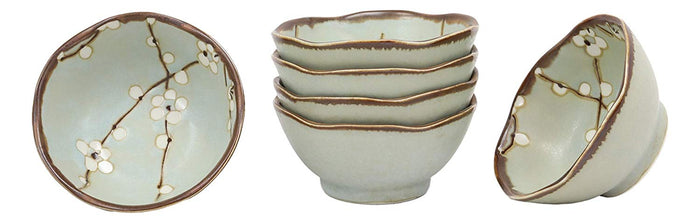 Ebros Made In Japan 3.75" Diameter Light Blue Plum Set Of 6 Irregular Bowls