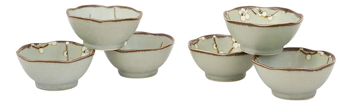 Ebros Made In Japan 3.75" Diameter Light Blue Plum Set Of 6 Irregular Bowls
