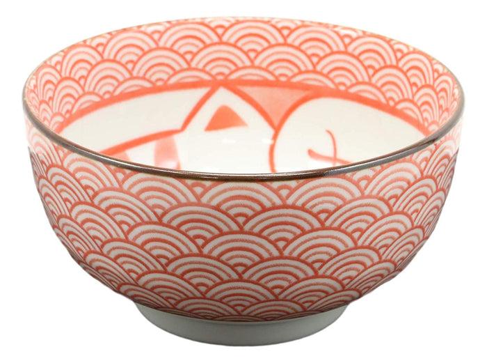 Ebros Made In Japan Auspicious Lucky Meow Cat Maneki Neko 5"D Porcelain Bowls Set Of 4