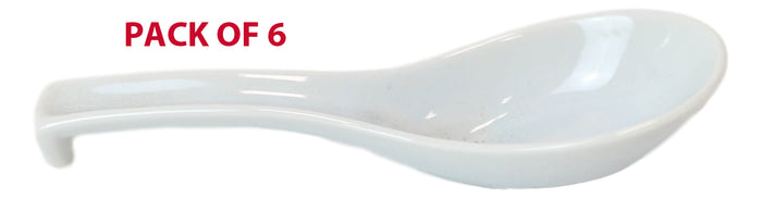 Ebros Made In Japan Ceramic Glossy White Soup Spoons With Ladle Hook Set Of 6