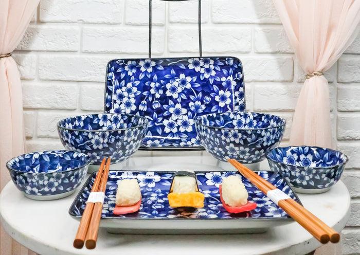 Ebros Made in Japan Dinnerware 8pc Set For 2 Plates Bowls Dish & Chopsticks
