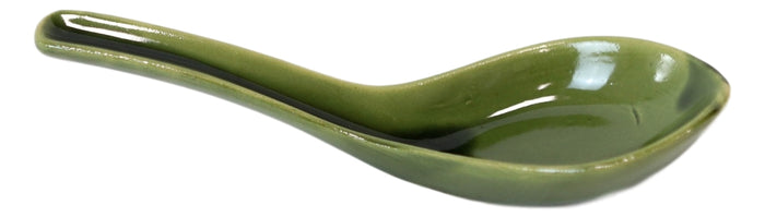 Ebros Made In Japan Modern Glazed Ceramic Shades Of Green Soup Spoons Set Of 6