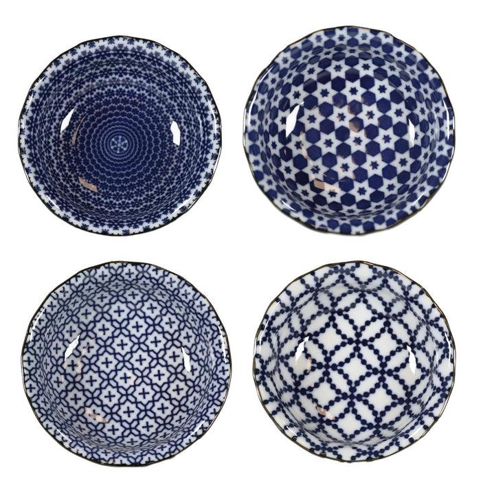 Ebros Made In Japan Multi Pattern Ceramic Sauce Appetizer Dipping Bowl Set Serves 4