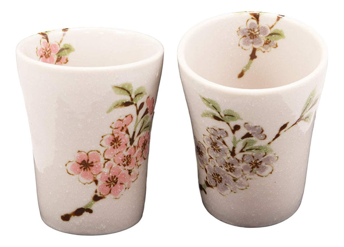 Ebros Made In Japan Vintage Victorian Style Colorful Floral Spring Blossoms Porcelain 10oz Cups With Flared Top Set of 2 For Coffee Tea Drink Cup Asian Fusion Decorative Kitchen Home Gift Sets