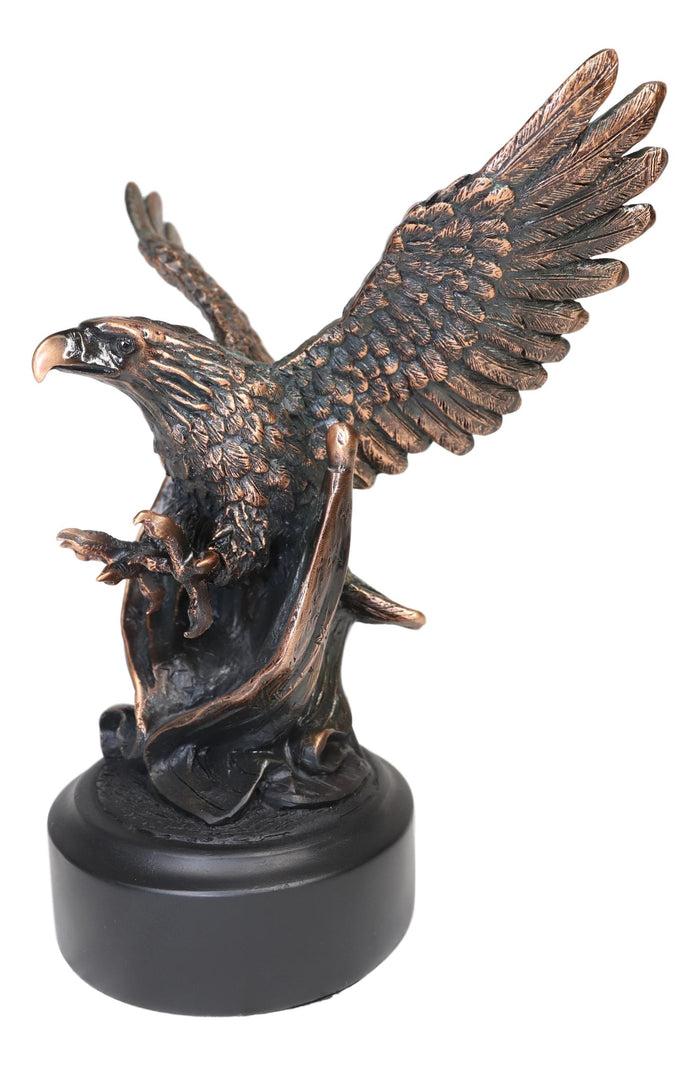 Ebros Majestic Wings Of Glory Bald Eagle Swooping On American Flag Statue