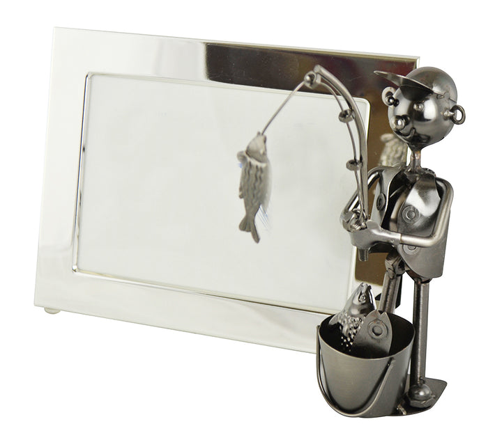Ebros Marine Fisherman Metal Sculpture 5"X7" Picture Frame Vertical Horizontal Display