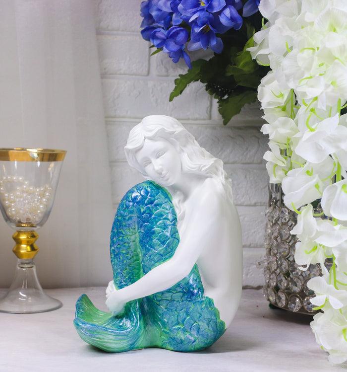 Ebros Marine Ocean Lovesick Mermaid With Blue Green Ombre Tail Sitting Statue