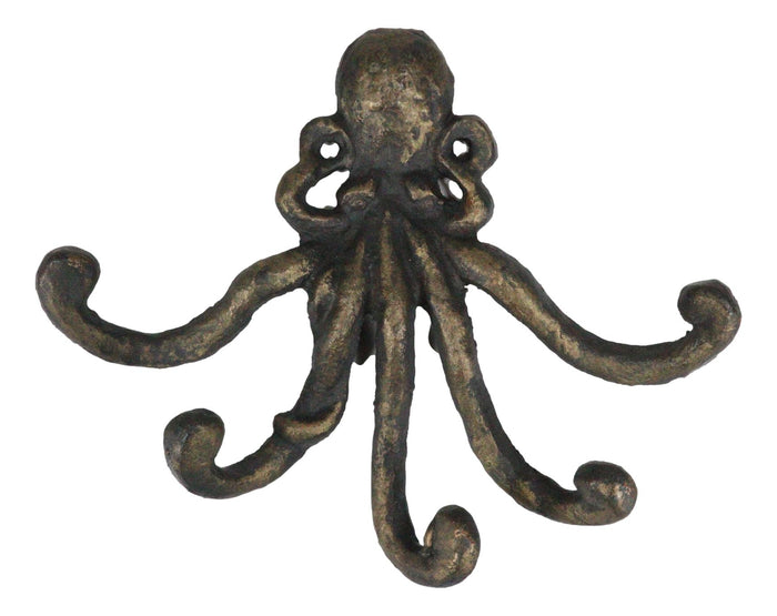 Ebros Marine Ocean Sea Giant Octopus Wall Mount Iron Coat Key Hook Hanger