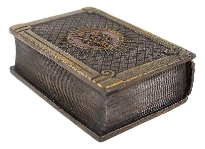 Ebros Masonic Symbol Freemasonry Square And Compasses Hinged Book Box 5.75"L