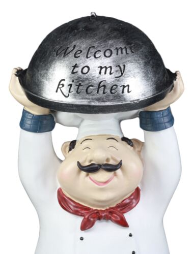 Ebros Master Bistro Chef Holding Melting Dome Tray Welcome Figurine 14"Tall