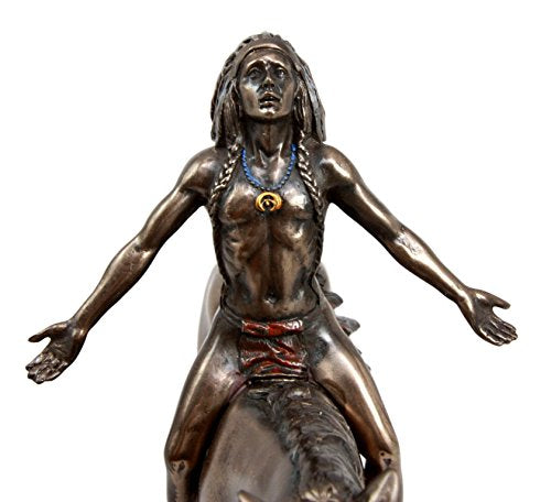 Ebros Medicine Man With Eagle Feather Headdress On Horse Decorative Figurine 8"H