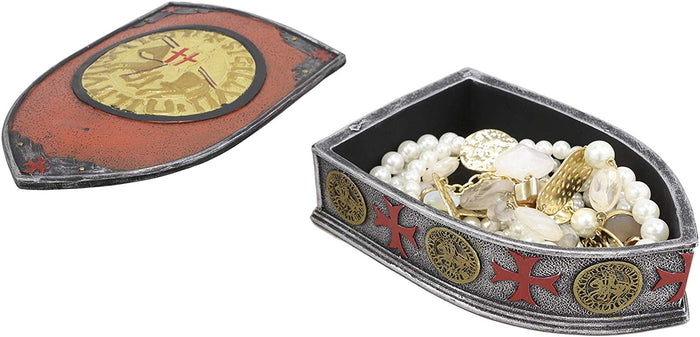 Ebros Medieval Coat Of Arms Crusader Shield Crest Decorative Trinket Box 6" Long