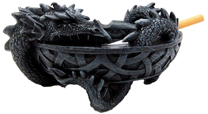 Ebros Medieval Fantasy Celtic Gerwolf Sleeping Dragon Round Cigarette Ashtray 5.75" L