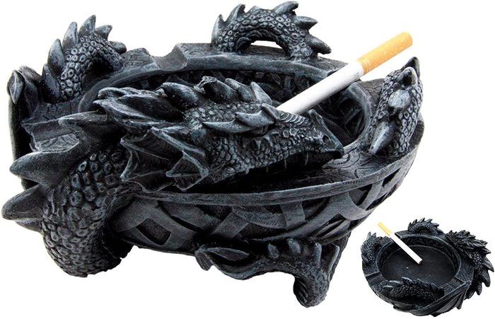 Ebros Medieval Fantasy Celtic Gerwolf Sleeping Dragon Round Cigarette Ashtray 5.75" L