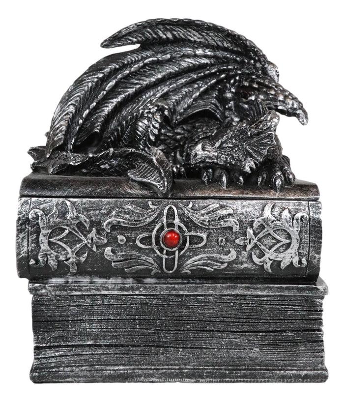 Ebros Medieval Fantasy Dragon Guardian Of Knowledge Decorative Jewelry Box Figurine