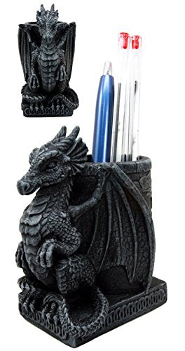 Ebros Medieval Fantasy Dragon Stationery Office Desktop Pen Pencil Holder 4.75"H
