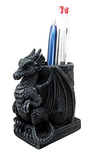 Ebros Medieval Fantasy Dragon Stationery Office Desktop Pen Pencil Holder 4.75"H