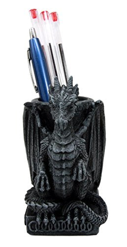 Ebros Medieval Fantasy Dragon Stationery Office Desktop Pen Pencil Holder 4.75"H