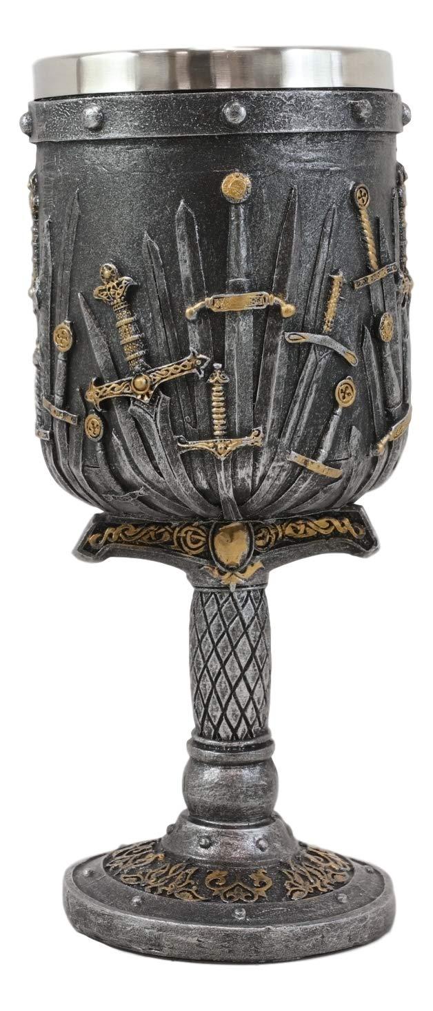 Ebros Medieval Iron Throne Of Valyrian Steel Swords Armory Wine Goblet Chalice With Dragon Scales Sword Handle Stem 12oz Dungeons And Dragons Elixir Of Life GOT Themed Accessory Party Prop Decor