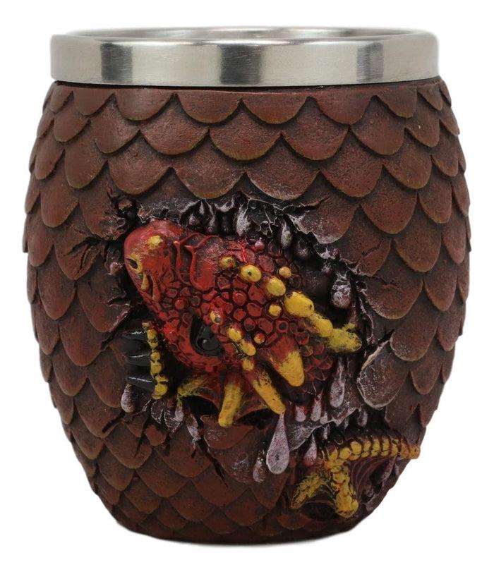 Ebros Medieval Khaleesi's Dragon Colorful Scale Egg With Hatching Wyrmling Small Drink Cup 3.75" High Fantasy GOT Themed Dungeons And Dragons Drinking Party Prop Cups (Fire Red)
