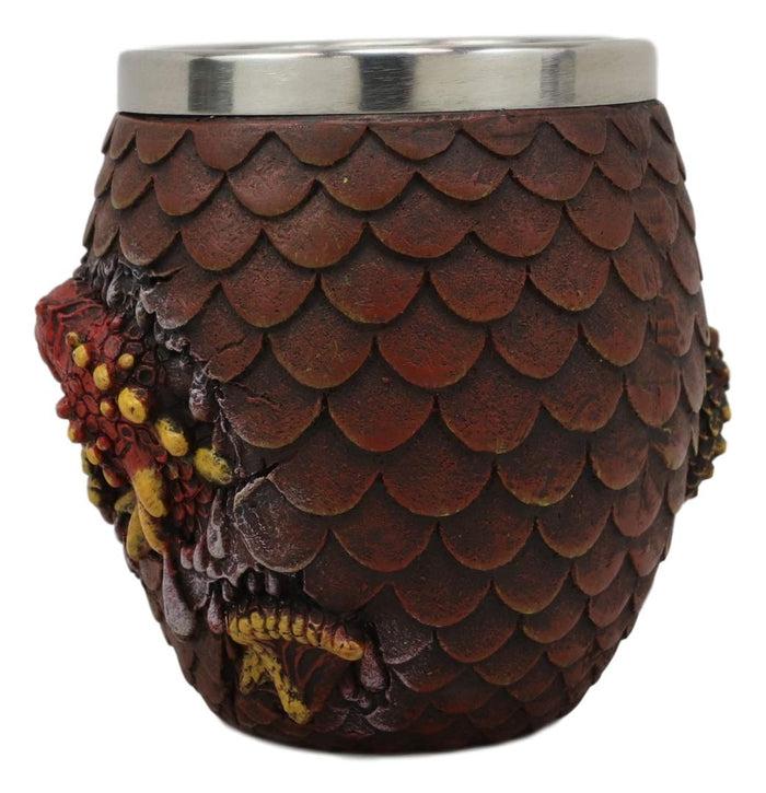 Ebros Medieval Khaleesi's Dragon Colorful Scale Egg With Hatching Wyrmling Small Drink Cup 3.75" High Fantasy GOT Themed Dungeons And Dragons Drinking Party Prop Cups (Set Of 2 Red)