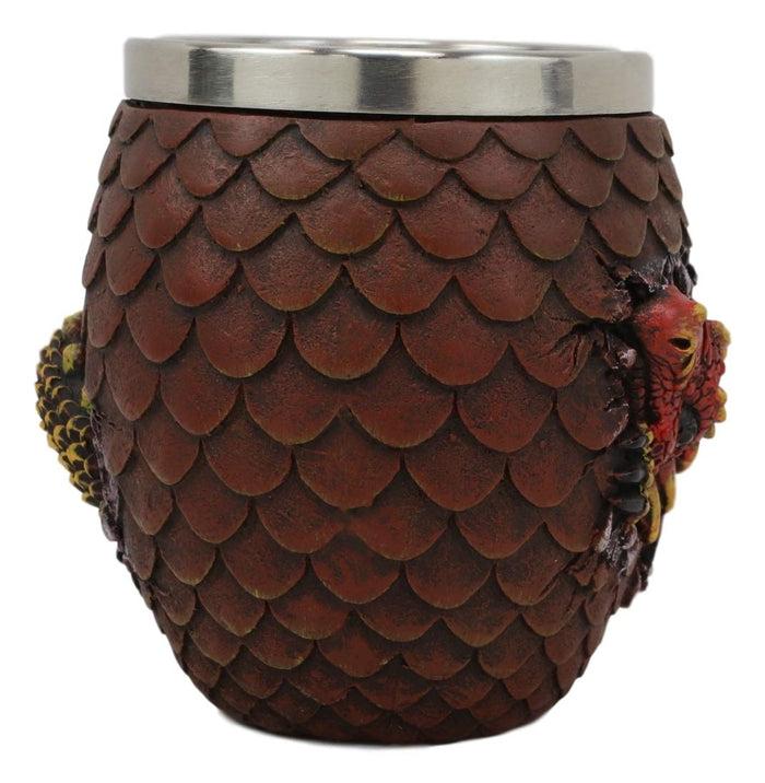 Ebros Medieval Khaleesi's Dragon Colorful Scale Egg With Hatching Wyrmling Small Drink Cup 3.75" High Fantasy GOT Themed Dungeons And Dragons Drinking Party Prop Cups (Set Of 2 Red)