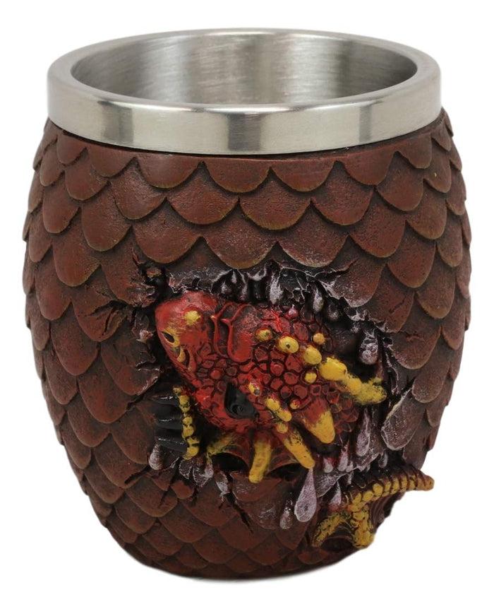 Ebros Medieval Khaleesi's Dragon Colorful Scale Egg With Hatching Wyrmling Small Drink Cup 3.75" High Fantasy GOT Themed Dungeons And Dragons Drinking Party Prop Cups (Fire Red)
