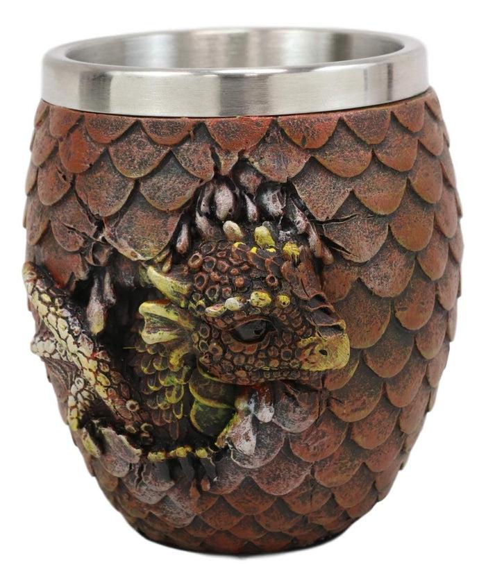 Ebros Medieval Khaleesi's Elemental Dragon Colorful Scale Egg With Hatching Wyrmling Small Coffee Tea Mug Cup 3.75" High Fantasy GOT Themed Dungeons And Dragons Drinking Cups (Fire Red)