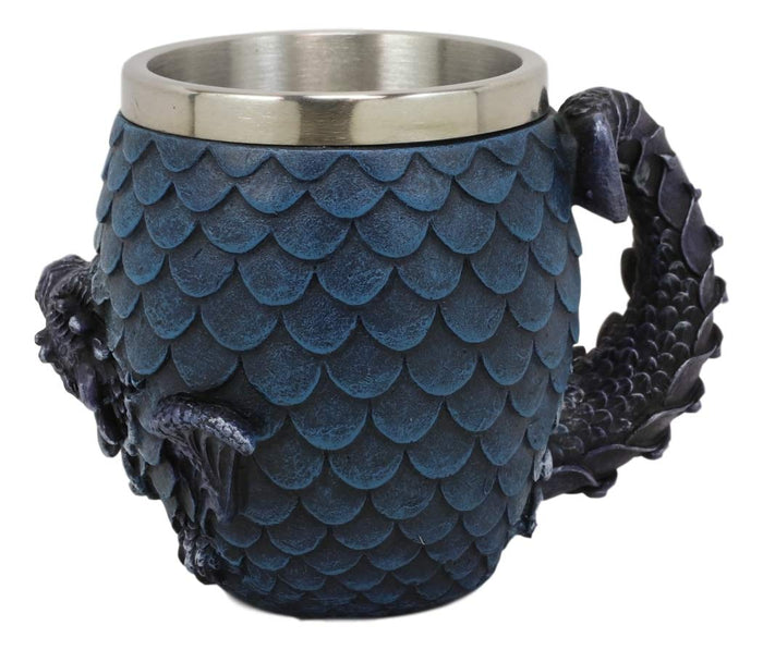 Ebros Medieval Khaleesi's Elemental Dragon Colorful Scale Egg With Hatching Wyrmling Small Coffee Tea Mug Cup 3.75" High Fantasy GOT Themed Dungeons And Dragons Drinking Cups (Set Of 2 Red And Blue)