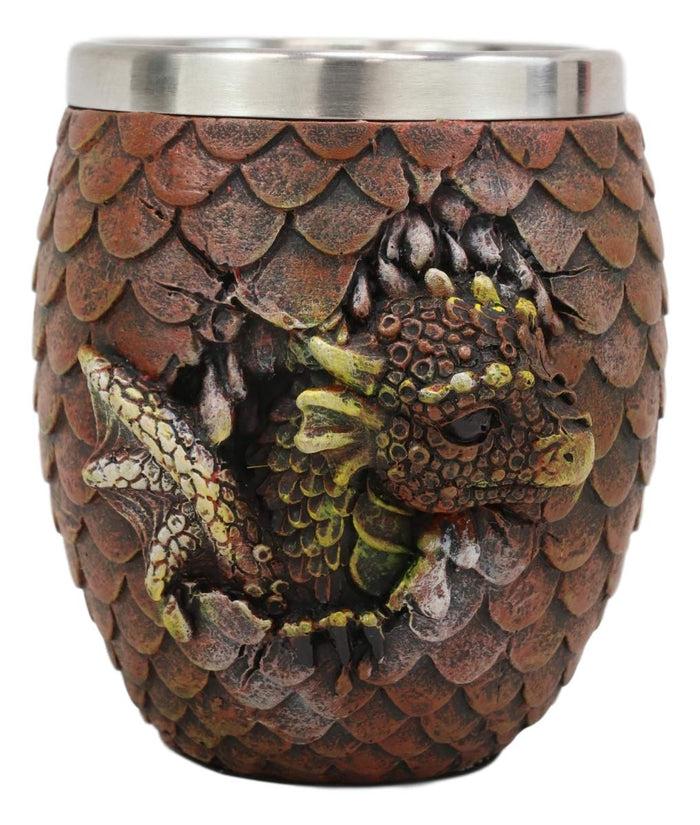 Ebros Medieval Khaleesi's Elemental Dragon Colorful Scale Egg With Hatching Wyrmling Small Coffee Tea Mug Cup 3.75" High Fantasy GOT Themed Dungeons And Dragons Drinking Cups (Set Of 2 Red And Blue)